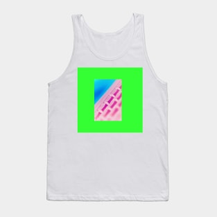 Colorful Pink Key Board with blue background and a green frame. Tank Top